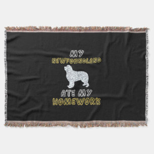 My newfoundland ate my homework Newfie dog gift Throw Blanket