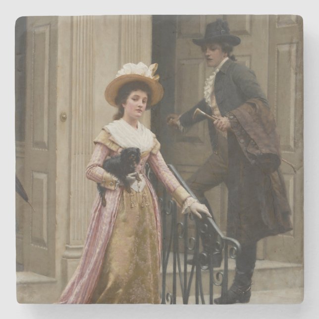 My Next-Door Neighbour (Flirting Couple) (Beauty) Stone Coaster (Front)