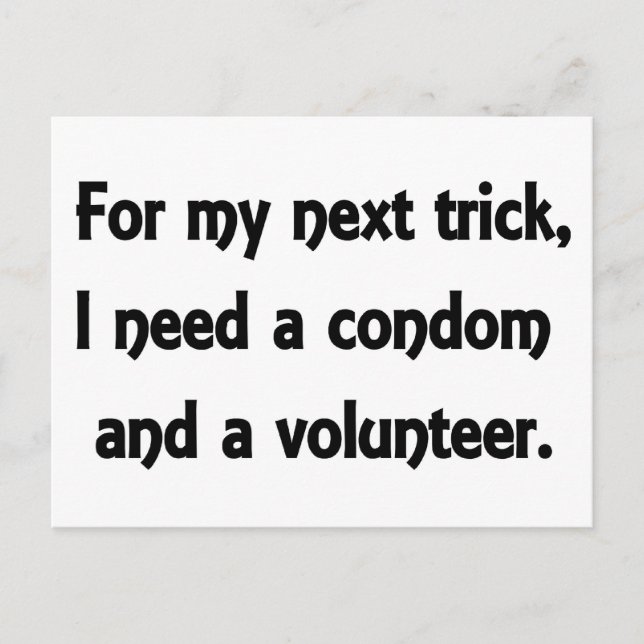 My next trick postcard (Front)