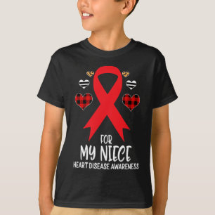 My Niece Heart Disease Awareness Ribbon Leopard Bu T-Shirt