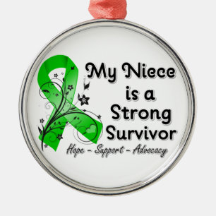 My Niece is a Strong Survivor Green Ribbon Metal Tree Decoration