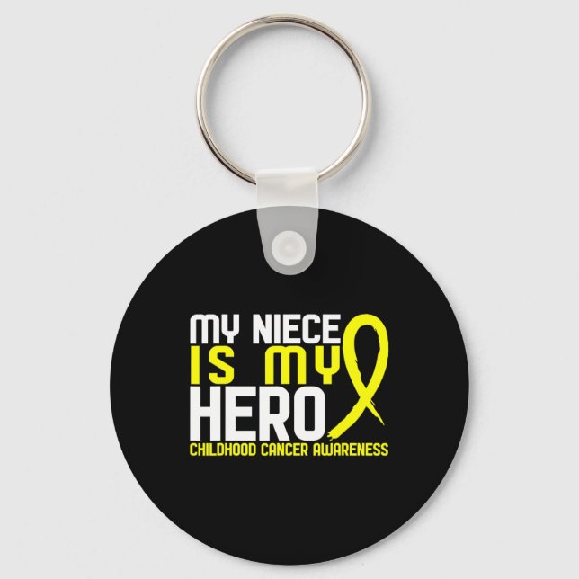 My Niece Is My Hero Childhood Cancer Awareness   Key Ring (Front)