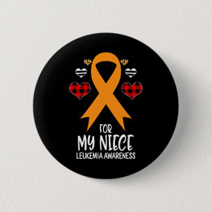 My Niece Leukaemia Awareness Ribbon Leopard Buffal 6 Cm Round Badge