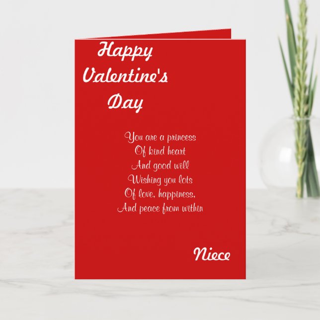 My niece on valentine's day holiday card (Front)