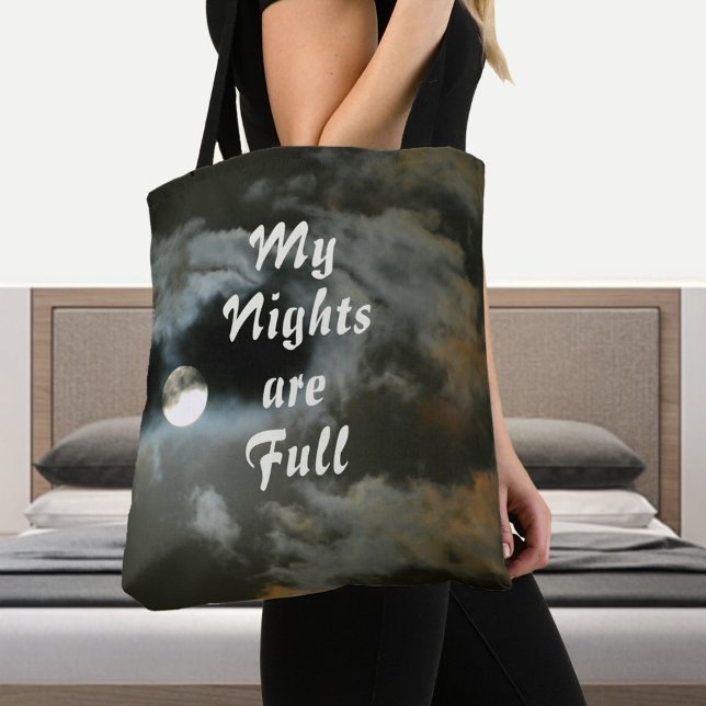 My Nights are Full Moon Night Shift Black Tote Bag (Creator Uploaded)