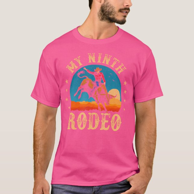 My Ninth Rodeo 9 Year Old Cowboy 9Th Birthday Bull T-Shirt (Front)