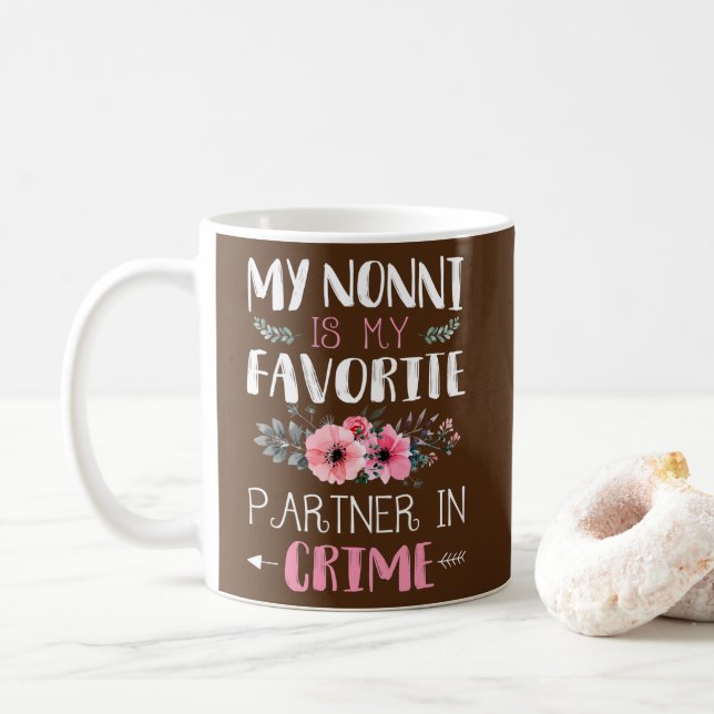My Nonni Partner In Crime Funny Grandma Quotes  Coffee Mug (With Donut)