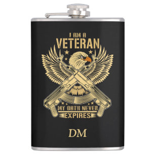 My Oath Never Expires Eagle Veteran Hip Flask