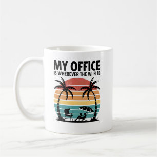 My Office Is Wherever the Wi-Fi Is Retro Beach Coffee Mug