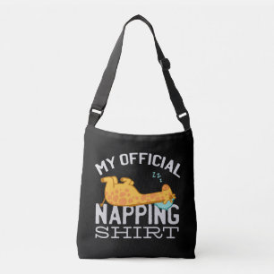 My official napping shirt - Lazy sleeping Giraffe Crossbody Bag