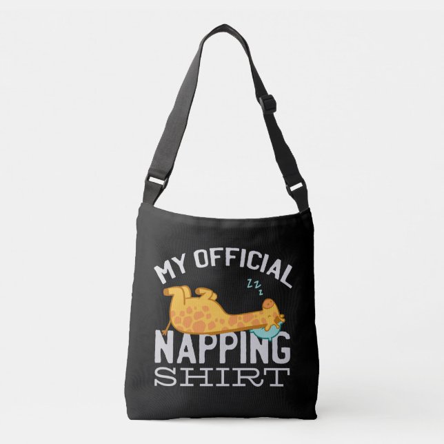 My official napping shirt - Lazy sleeping Giraffe Crossbody Bag (Front)