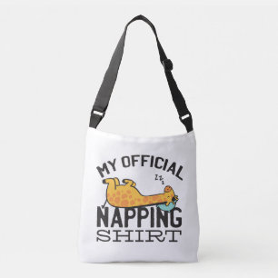 My official napping shirt - Lazy sleeping Giraffe Crossbody Bag