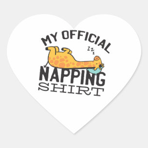 My official napping shirt - Lazy sleeping Giraffe Heart Sticker