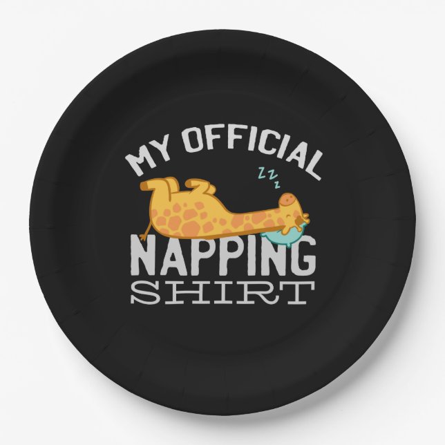My official napping shirt - Lazy sleeping Giraffe Paper Plate (Front)