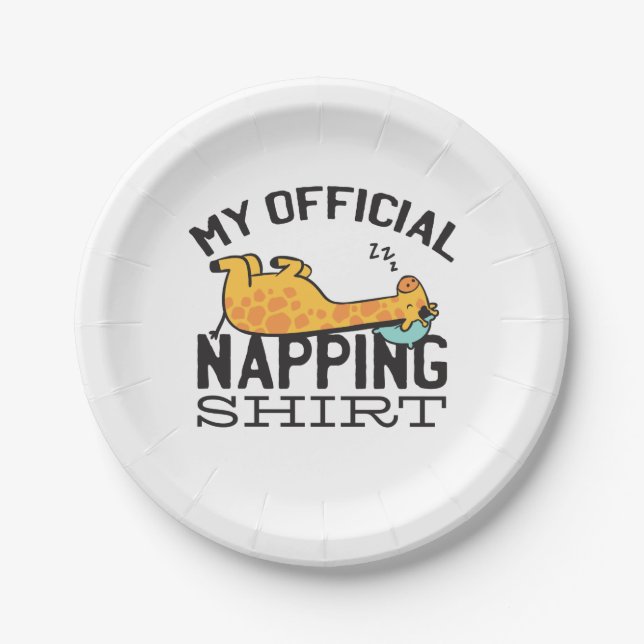 My official napping shirt - Lazy sleeping Giraffe Paper Plate (Front)