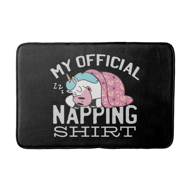 My official napping shirt - Lazy sleeping Unicorn Bath Mat (Front)