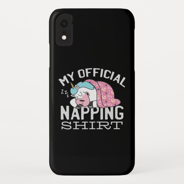 My official napping shirt - Lazy sleeping Unicorn Case-Mate iPhone Case (Back)