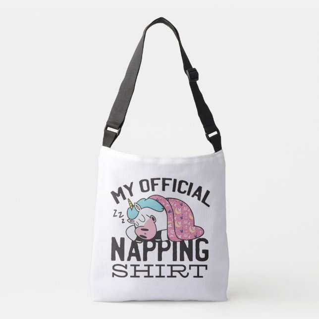 My official napping shirt - Lazy sleeping Unicorn Crossbody Bag (Front)