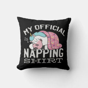 My official napping shirt - Lazy sleeping Unicorn Cushion