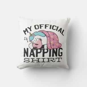 My official napping shirt - Lazy sleeping Unicorn Cushion