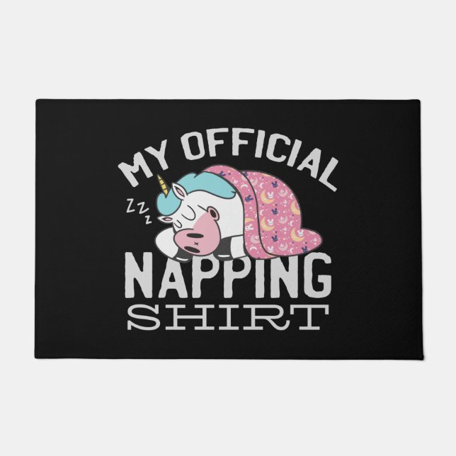 My official napping shirt - Lazy sleeping Unicorn Doormat (Front)