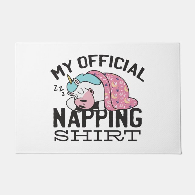 My official napping shirt - Lazy sleeping Unicorn Doormat (Front)