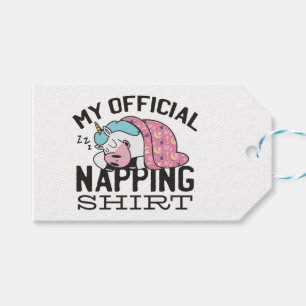 My official napping shirt - Lazy sleeping Unicorn Gift Tags