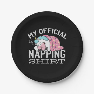 My official napping shirt - Lazy sleeping Unicorn Paper Plate