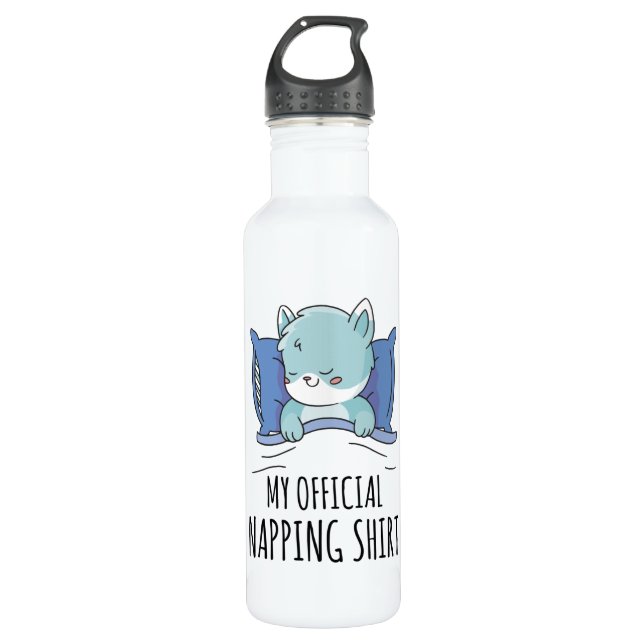 My official napping shirt with sleeping Cat 710 Ml Water Bottle (Front)