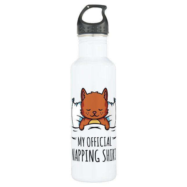 My official napping shirt with sleeping Cat 710 Ml Water Bottle (Front)
