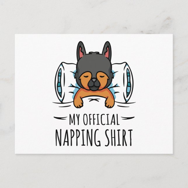 My official napping shirt with sleeping Dog Postcard (Front)