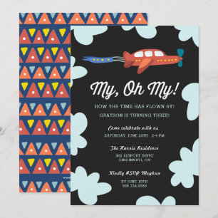 My Oh My   Aeroplane Birthday Party Invitation