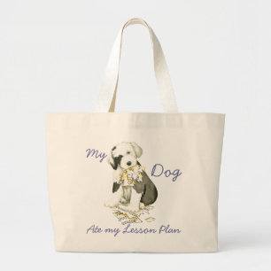 My Old English Sheepdog Ate my Lesson Plan Large Tote Bag