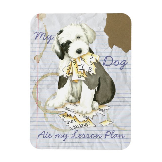 My Old English Sheepdog Ate my Lesson Plan Magnet (Vertical)