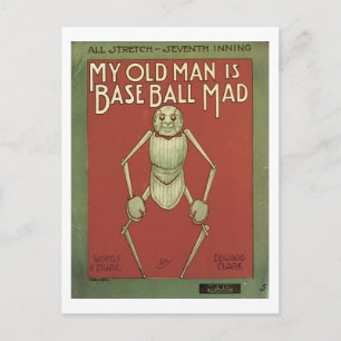 My Old Man Is Baseball Mad Vintage Songbook Cover Postcard