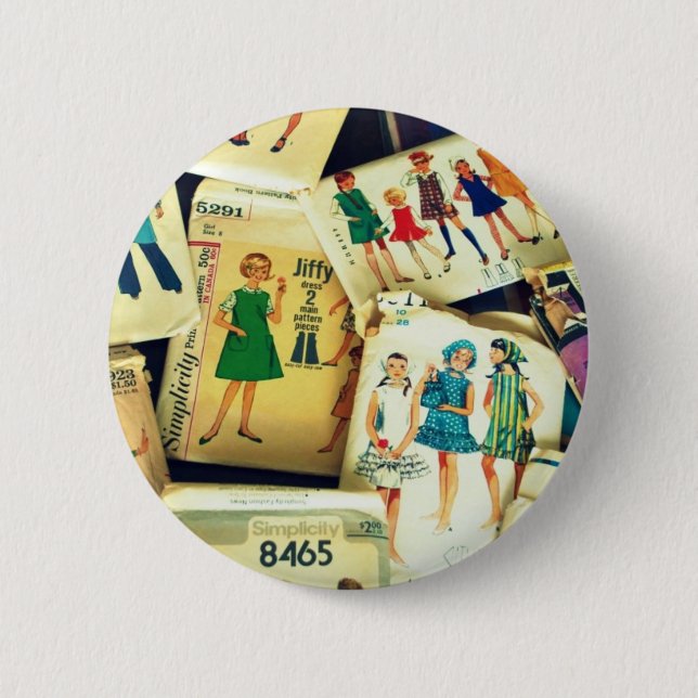 my old sewing patterns 6 cm round badge (Front)