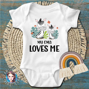 My Oma Loves Me Zebra Baby Bodysuit