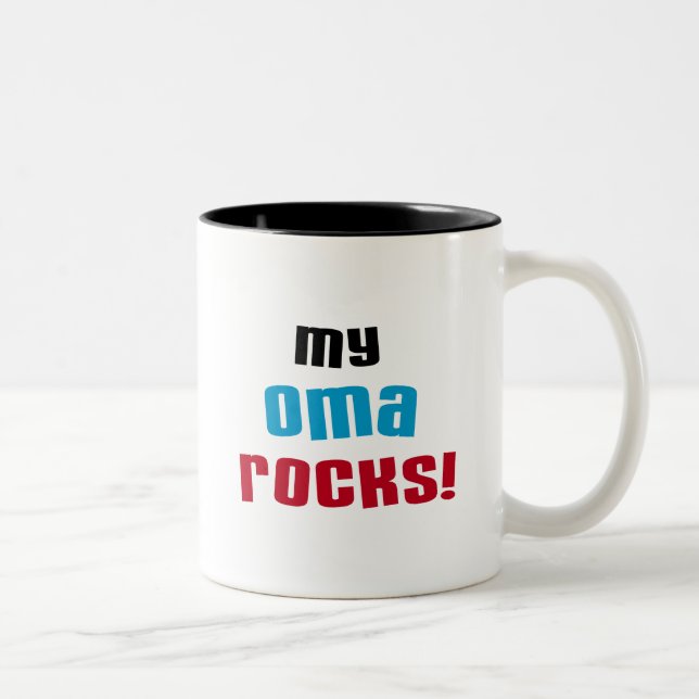 My Oma Rocks T-shirts and Gifts Two-Tone Coffee Mug (Right)