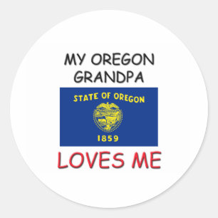 My Oregon Grandpa Loves Me Classic Round Sticker