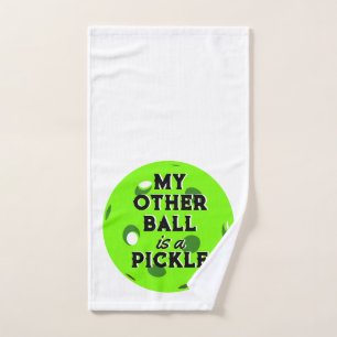 My Other Ball Is A Pickle Golfer Green Pickleball Hand Towel