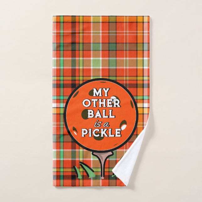 My Other Ball Is A Pickle Golfer Orange Pickleball Hand Towel (Hand Towel)