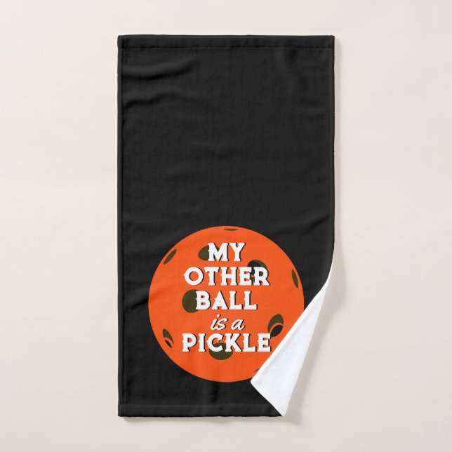 My Other Ball Is A Pickle Golfer Orange Pickleball Hand Towel (Hand Towel)