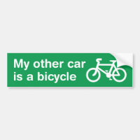My Other Car Is a Bicycle Bumper Sticker (Green)