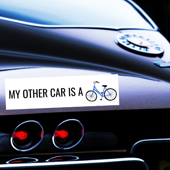 MY OTHER CAR IS A BIKE Cute Blue Bicycle Cyclist  Bumper Sticker (MY OTHER CAR IS A BIKE Cute Blue Bicycle Cyclist Bumper Sticker
)