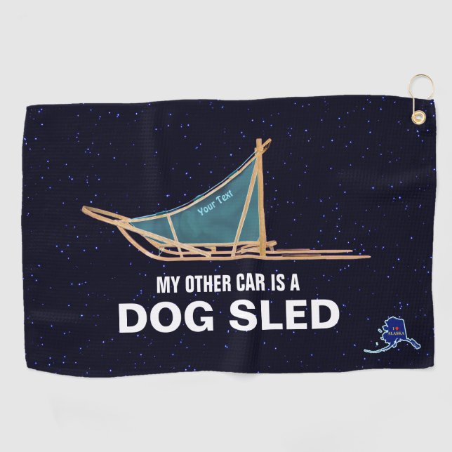 My Other Car Is A Dog Sled Golf Towel (Horizontal)