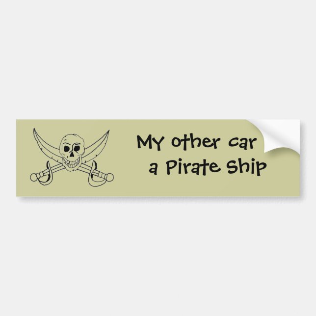 My other car is a Pirate Ship Bumper Sticker (Front)
