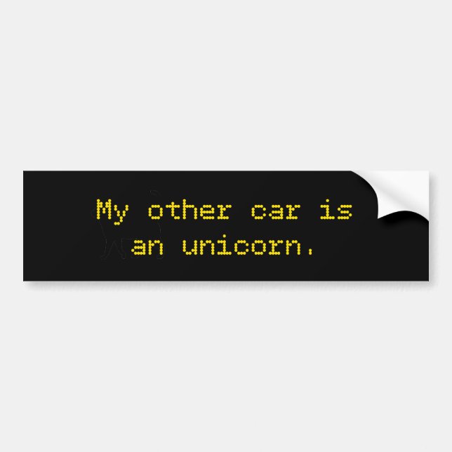 My Other Car Is An Unicorn Bumper Sticker (Front)