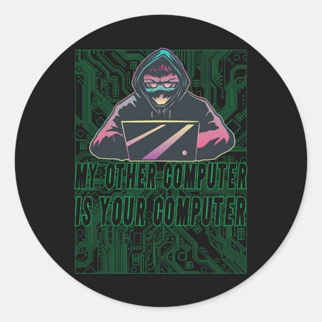 My Other Computer Is Your Computer Evolution Of Ma Classic Round Sticker (Front)