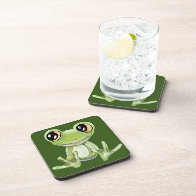 My Other Green Frog Friend Beverage Coaster (Right Side)