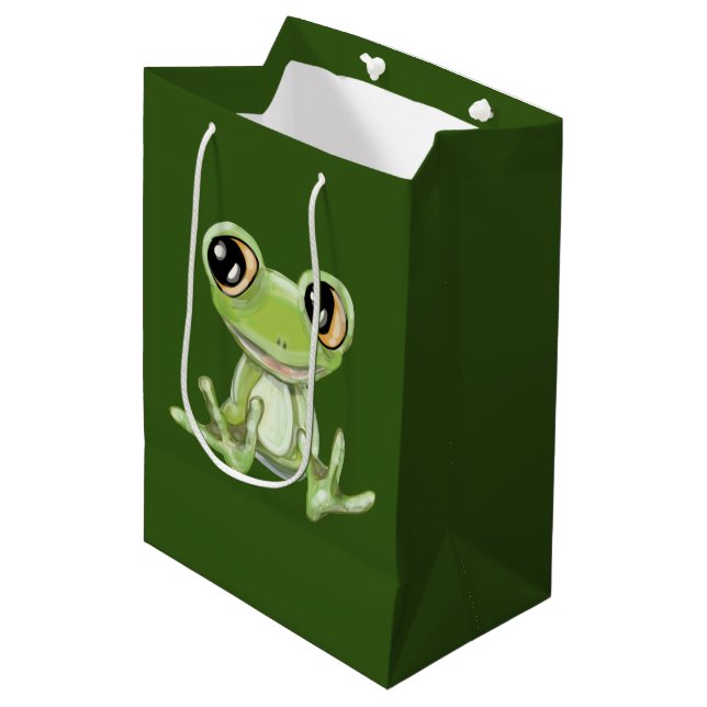 My Other Green Frog Friend Medium Gift Bag (Front Angled)